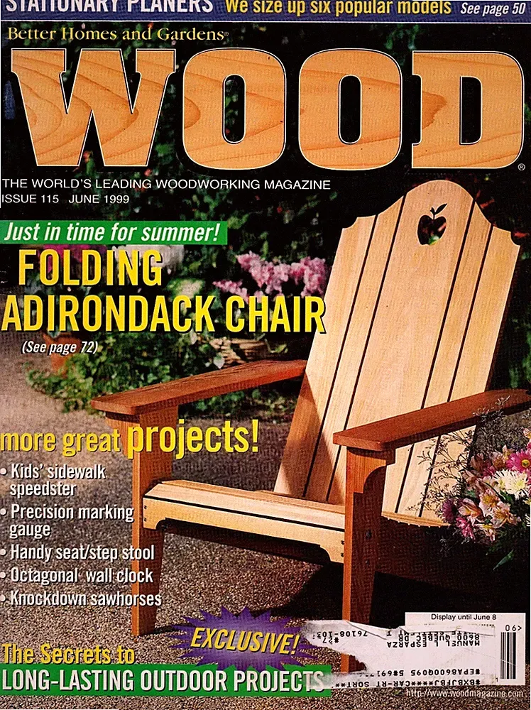 Better Home and Gardens Wood Magazine June 1999 Folding Adirondack Chair