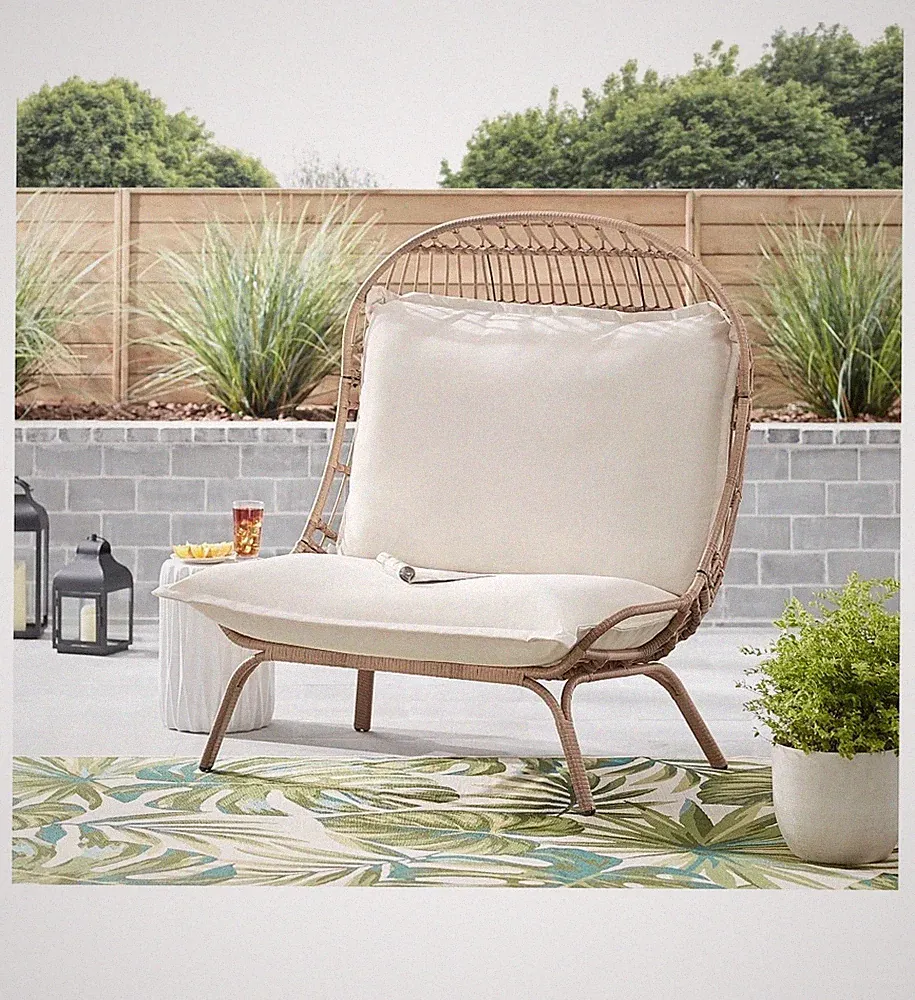 Better Homes & Gardens Willow Sage Steel Wicker Patio Cuddle Chair, Brown