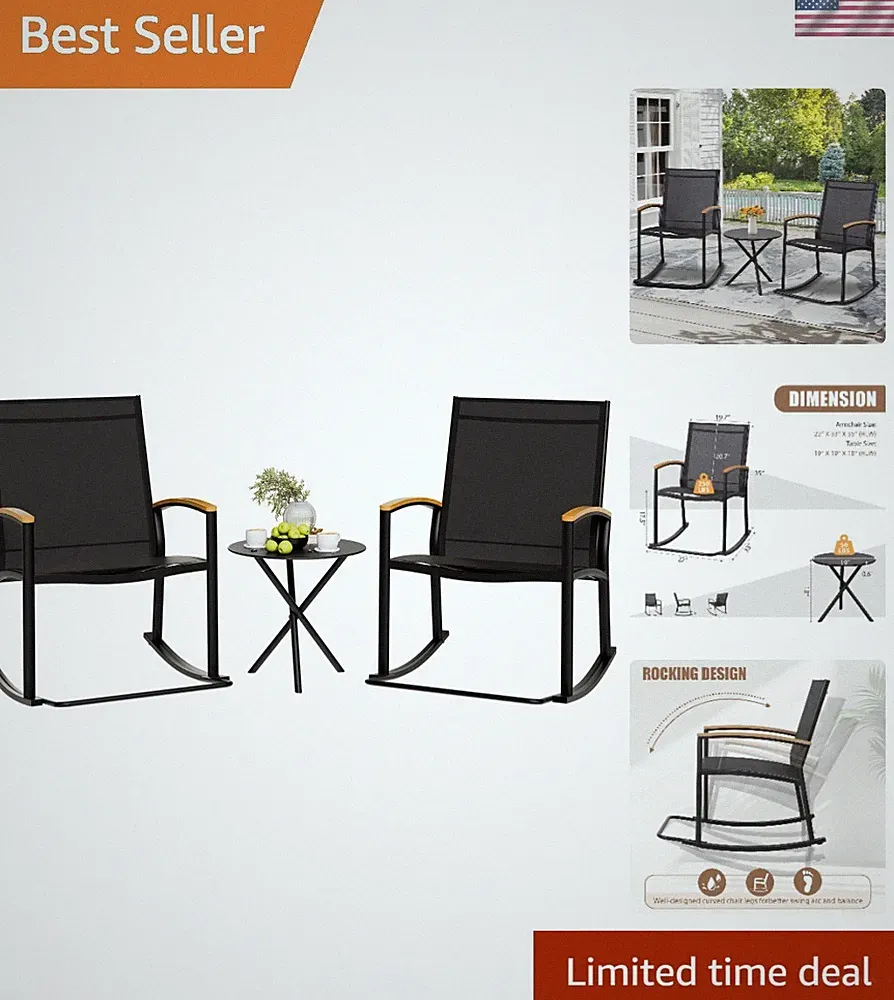 Compact and Comfortable Black Patio Bistro Set - Ideal for Gardens and Balconies