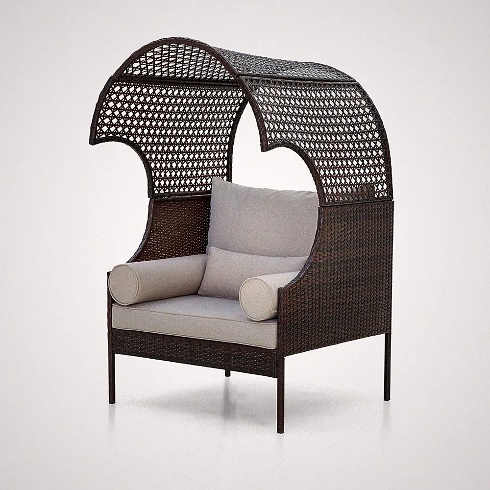 Egg Chair Wicker Outdoor Indoor Oversized Large Lounger with Stand Cushion Brown