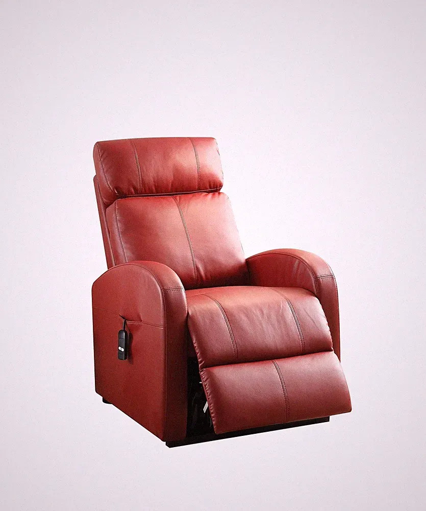Faux Leather Power Motion Lift Recliner In Red
