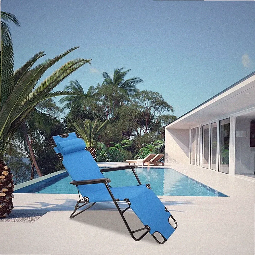 Folding Reclining Beach Garden Patio Chaise Chair Pool Lawn Lounger Seat Home
