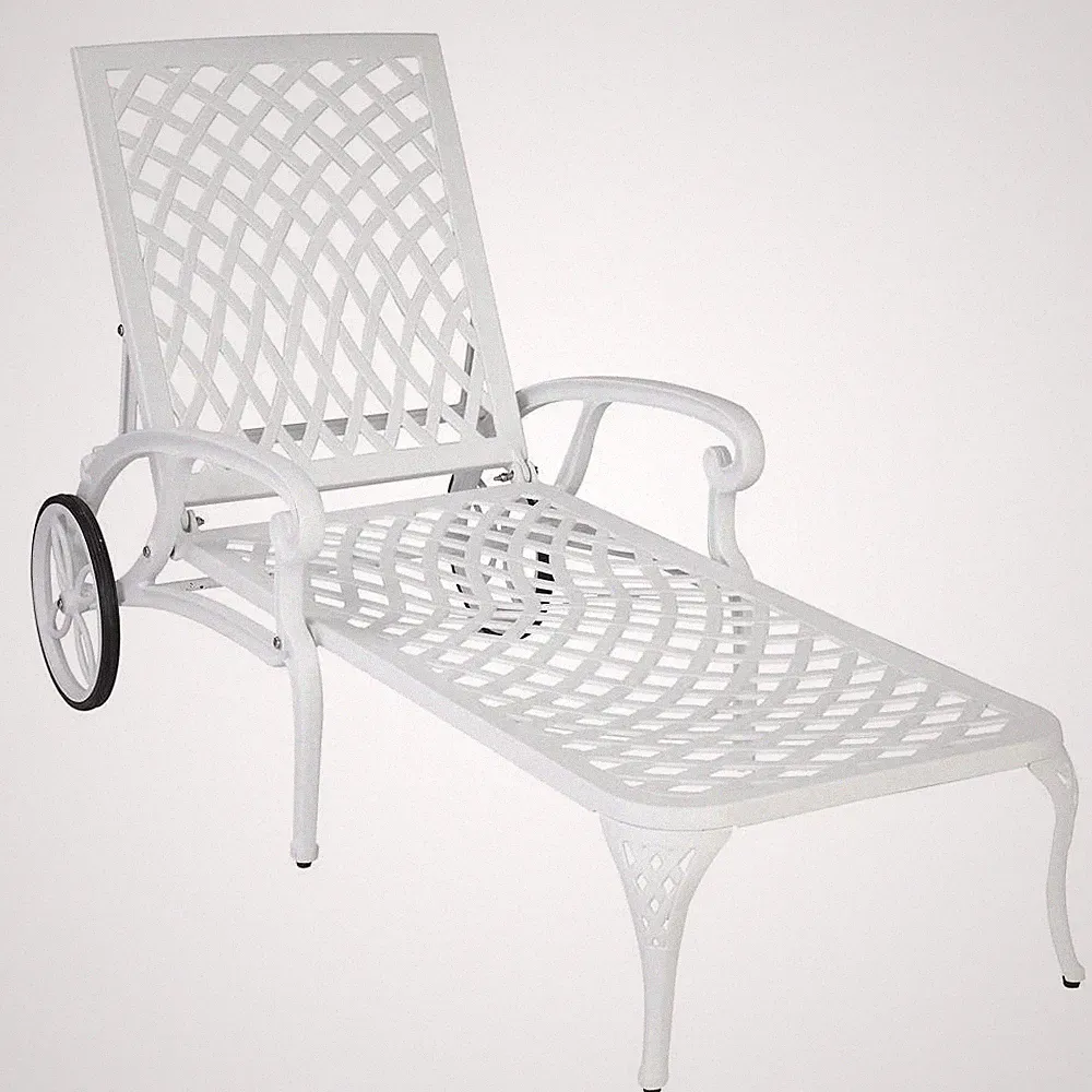 Garden Patio Reclining Chaise Lounge Chair Outdoor Lawn Yard Beach Chair White