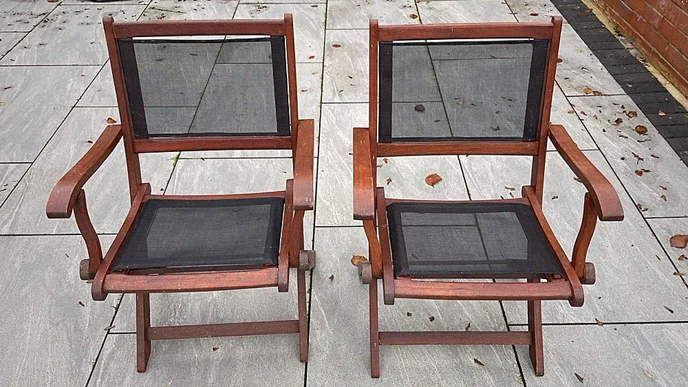 Garden Patio Reclining Wooden Chairs Set