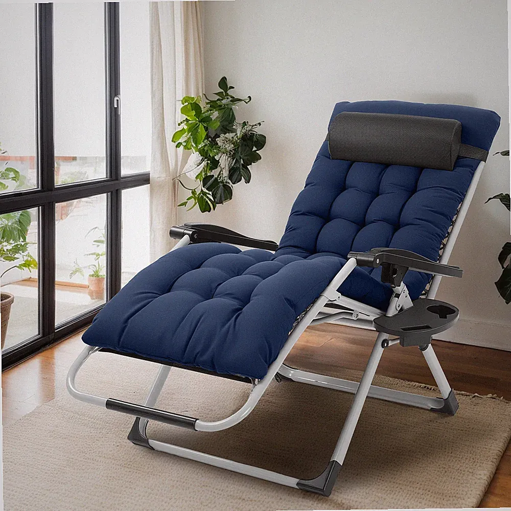 Indoor 26/29" Zero Gravity Portable Folding Lounge Beach Chair w/ Cushion Garden
