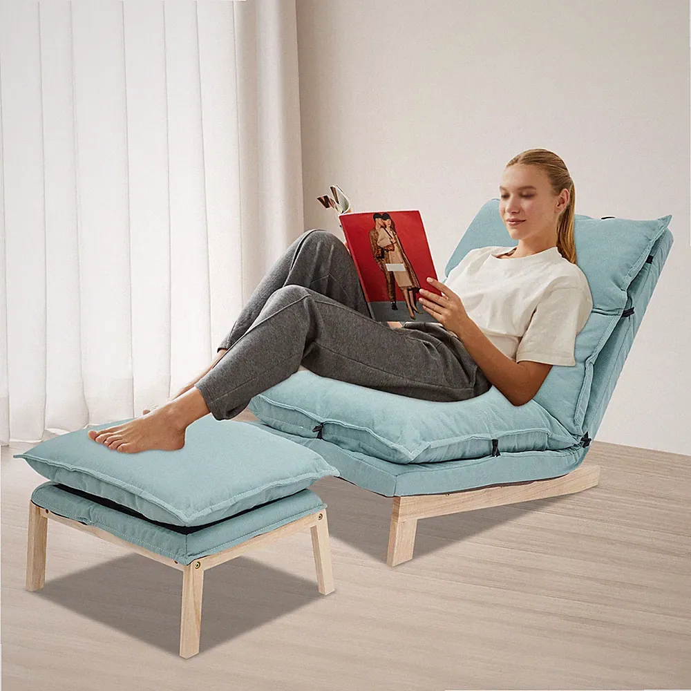 Leisure Balcony Adjustable Recliner Green Single Lazy Sofa Lounge Chair