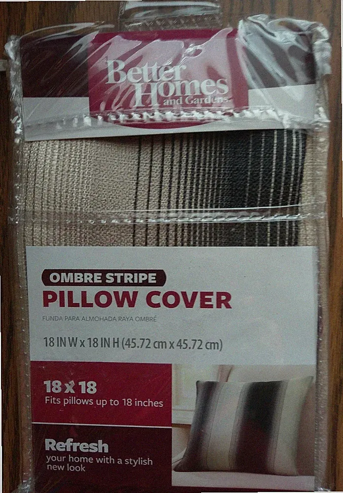 NEW Better Homes And Gardens OMBRE STRIPE Pillow Cover 18"x18" Earthtones