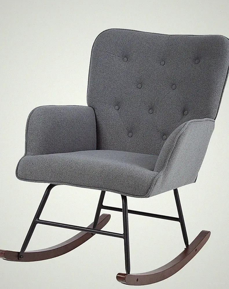 Nursery Rocking Chair Accent Chair Armchair Padded Lounge Chair Dark Grey