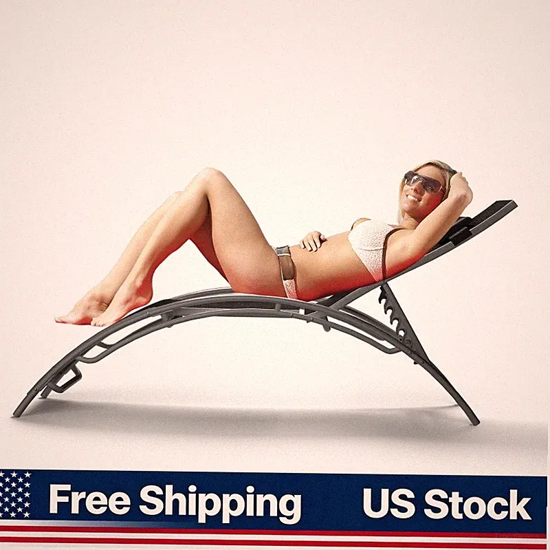 Outdoor Aluminum Chaise Lounge Set of 2, 3-Position Backrest, Pool Garden Beach