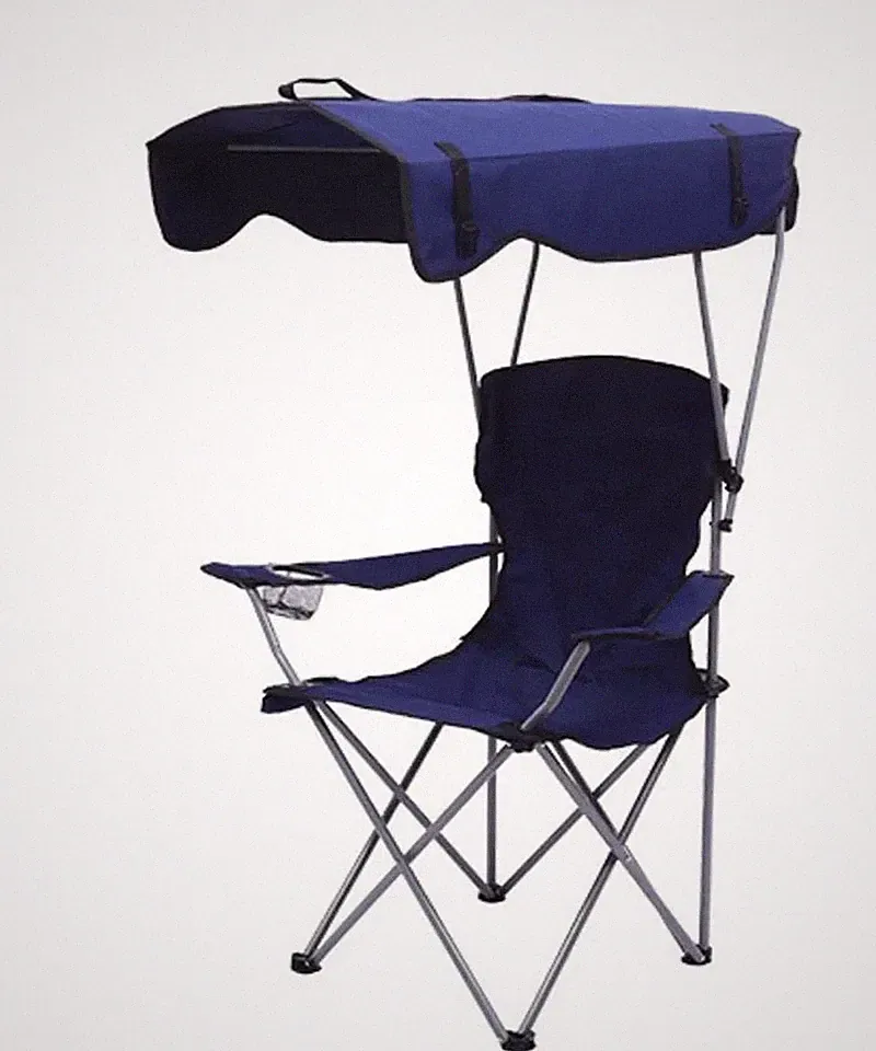 Outdoor Sunshade Beach Chair with Canopy and Armrests with Cup Holder Oxford Clo