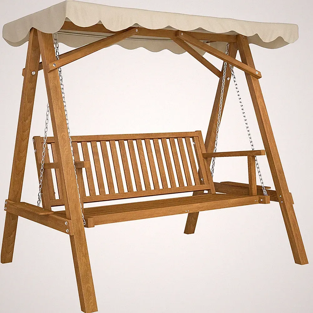 Outsunny 2 Seater Wooden Garden Swing Chair Seat Hammock Bench Furniture Lounger