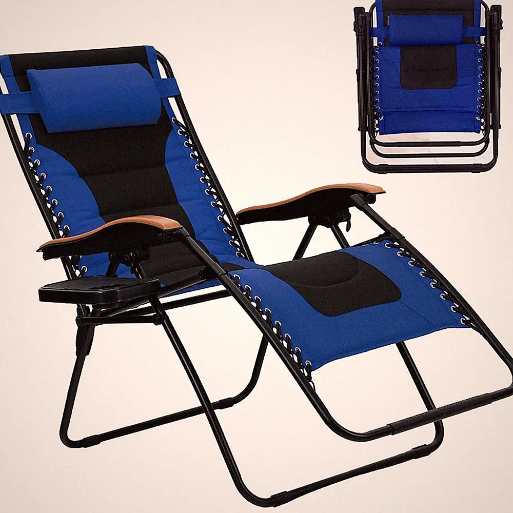 Oversize Folding Zero Gravity Chair Recliner Patio Lounge Chairs with Cup Holder