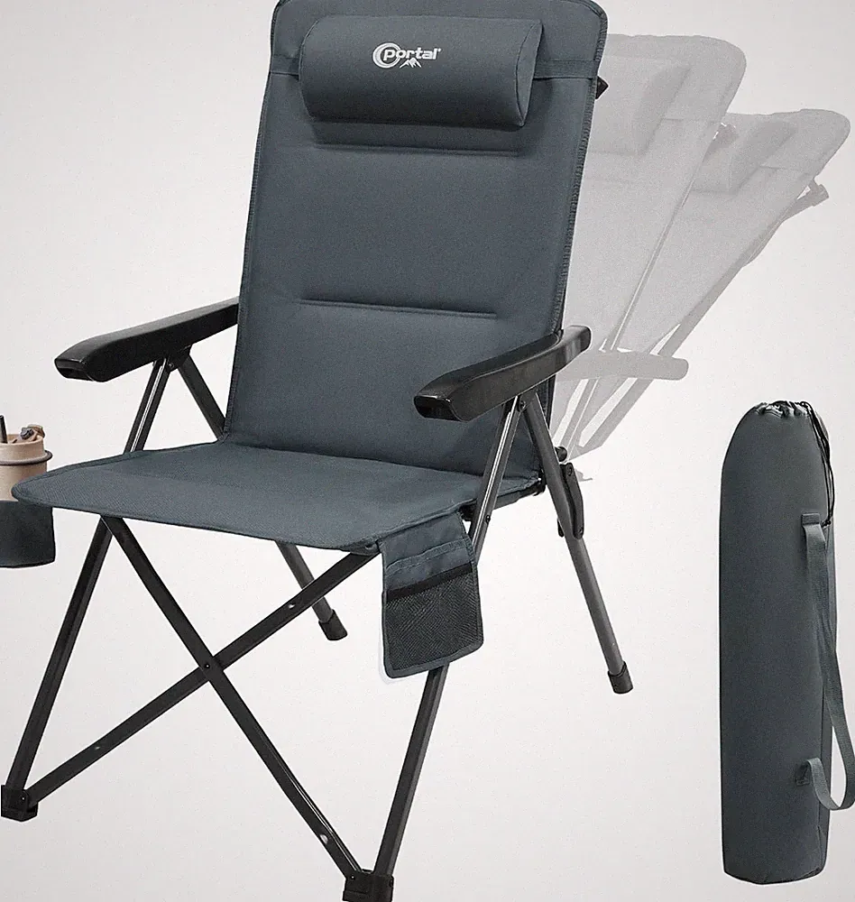 Oversized Adjustable Reclining Camping Chair for Garden & Outdoor Use