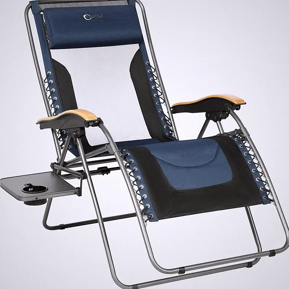 Oversized Mesh Back Zero Gravity Reclining Patio Chairs, XL Padded Seat Foldi...