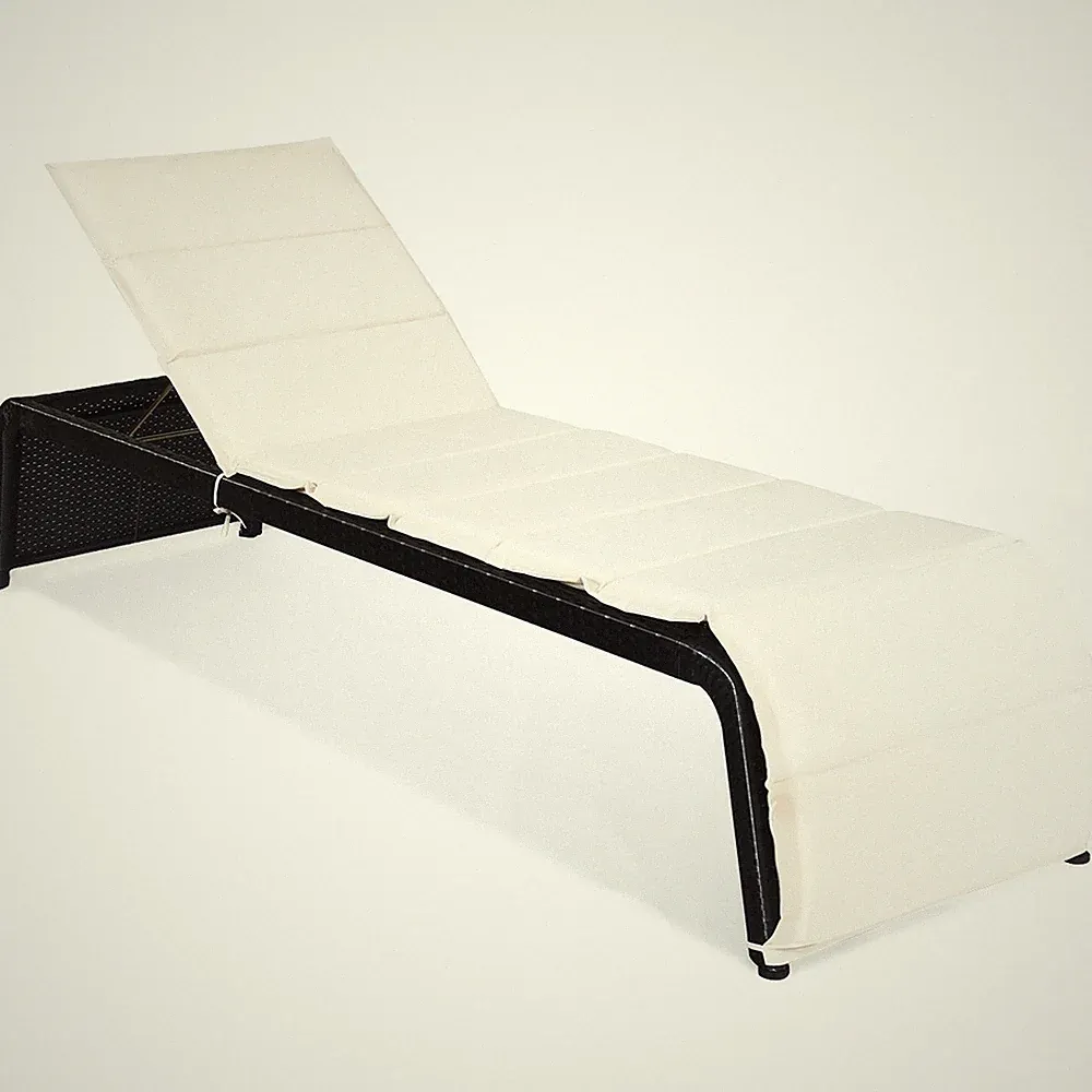 Patio Rattan Lounge Chair Chaise Recliner Back Adjustable Cushioned Garden