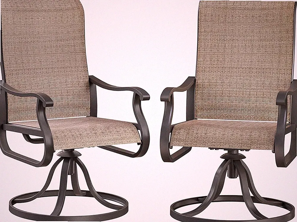 Patio Swivel Chairs Set of 2, Outdoor Dining Chairs with High Back, All-Weather