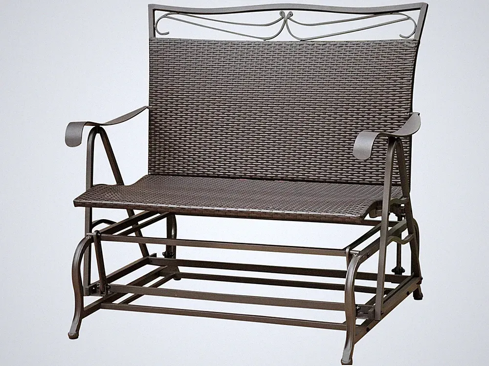 Pemberly Row Patio Glider Loveseat in Chocolate