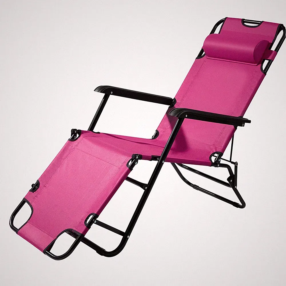 Portable Folding Recliner: 2-in-1 Adjustable Chair for Garden & Patio Pink