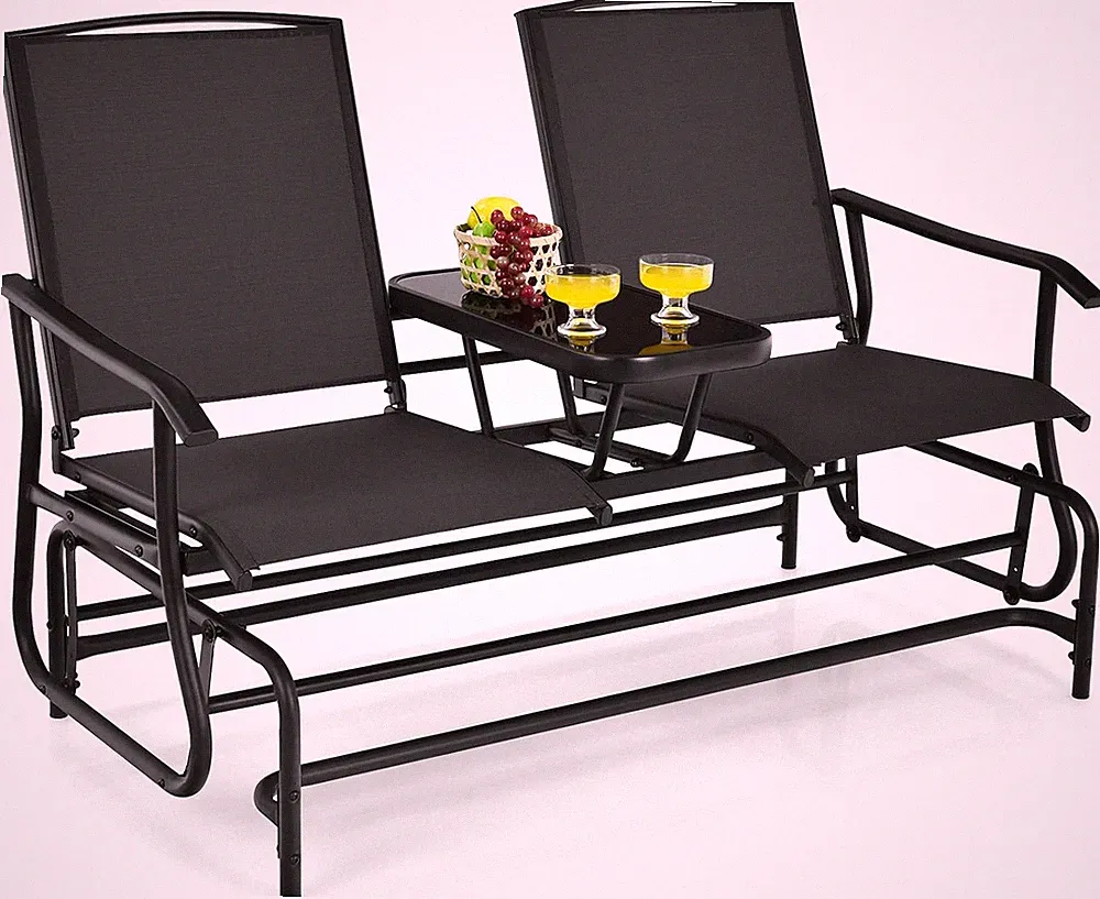 S AFSTAR 2-Person Outdoor Glider, Patio Glider Bench Chairs with Center Tempered