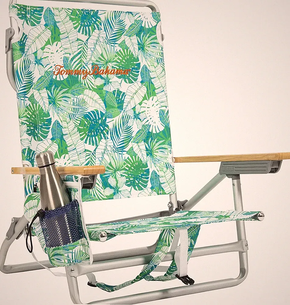 Tommy Bahama 5-Position Classic Lay Flat Backpack Beach Chair with Cooler and Cu