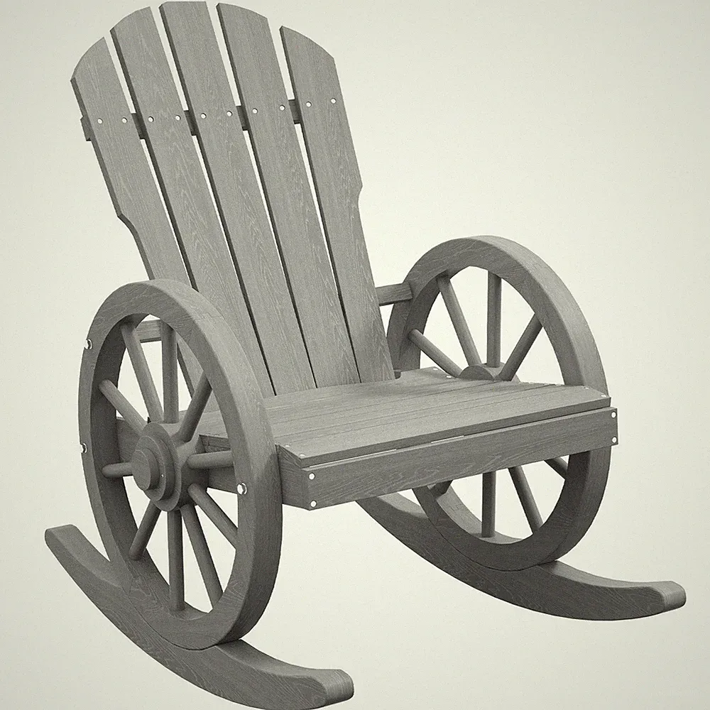 Wooden Adirondack Rocking Chair Reclining Armchair Outdoor Garden Furniture Pati